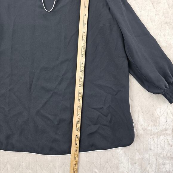 Lafayette 148 Blouse Medium Silk Piped Classic Knit Cuff Timeless Quiet Luxury - Picture 3 of 6